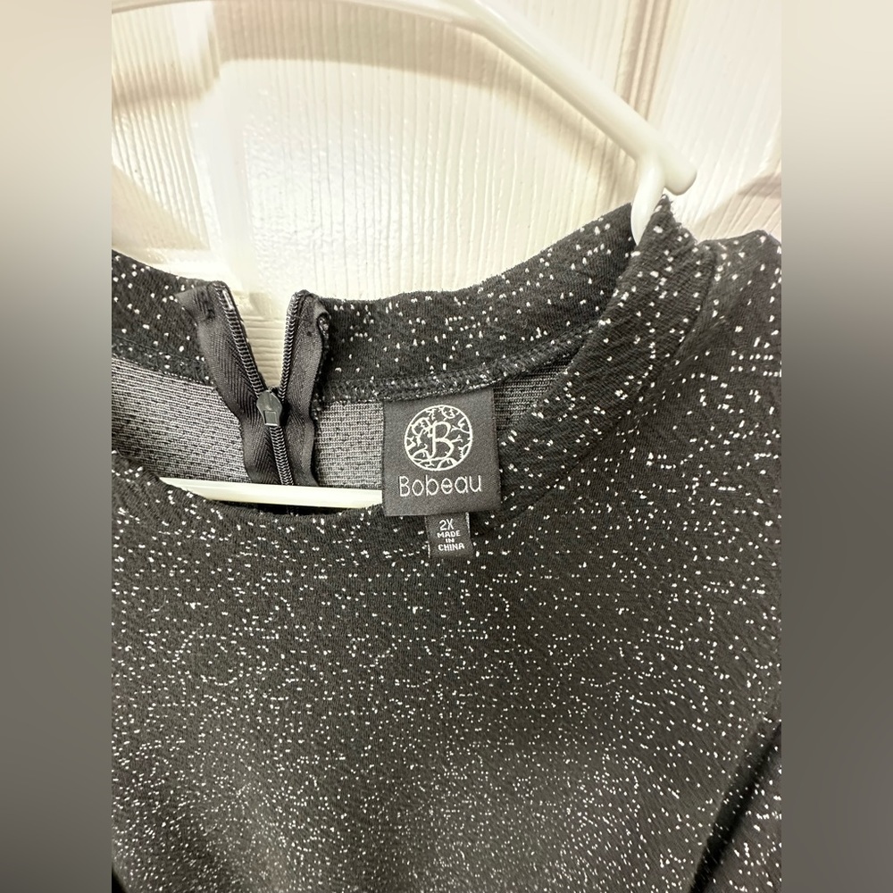 bobeau Black Sparkle Cold-Shoulder Sweater Dress - Picture 3 of 4